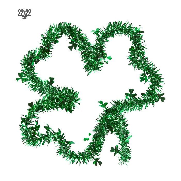 Grüne St. Patrick’s Day klöverförmige künstliche Tannendekoration - 22x22 cm