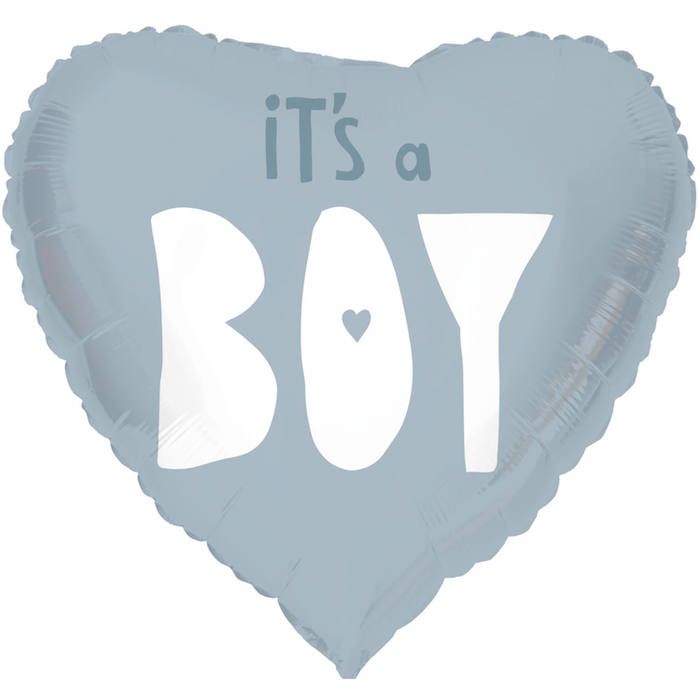 "It's A Boy" Herzförmige Folienballon Blau - 45 cm