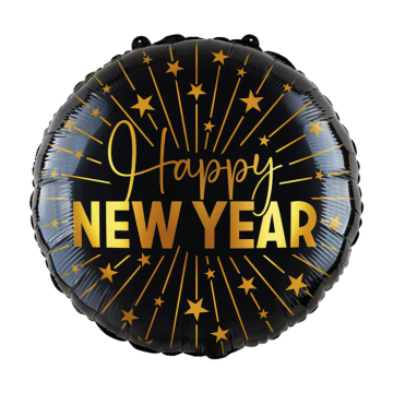 Neujahrsfolieballon Gold und Schwarz - 45 cm