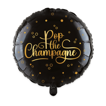 Schwarzer Folienballon Pop the Champagne - 45 cm