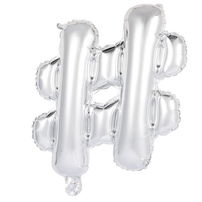 Hashtag # Luftballon aus Metallic-Silber 41 cm