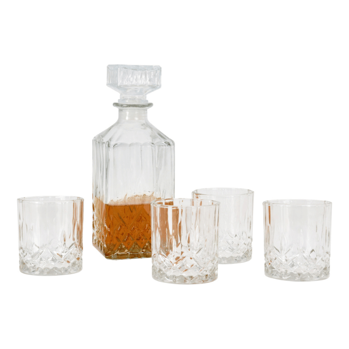 Whisky Karaffe m. 4 Gläser - 900 ml