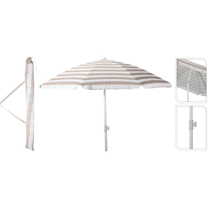 Strandschirm mit Neigefunktion, Taupe und Weiß, über 200 cm