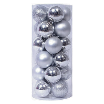 Silberne Christbaumkugeln 24x - 6 cm