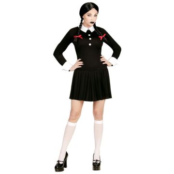 Schwarzes gotisches Halloween-Schulmädchen-Kleid
