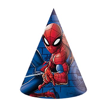 Spiderman Partyhüte blau 6x - 16 cm
