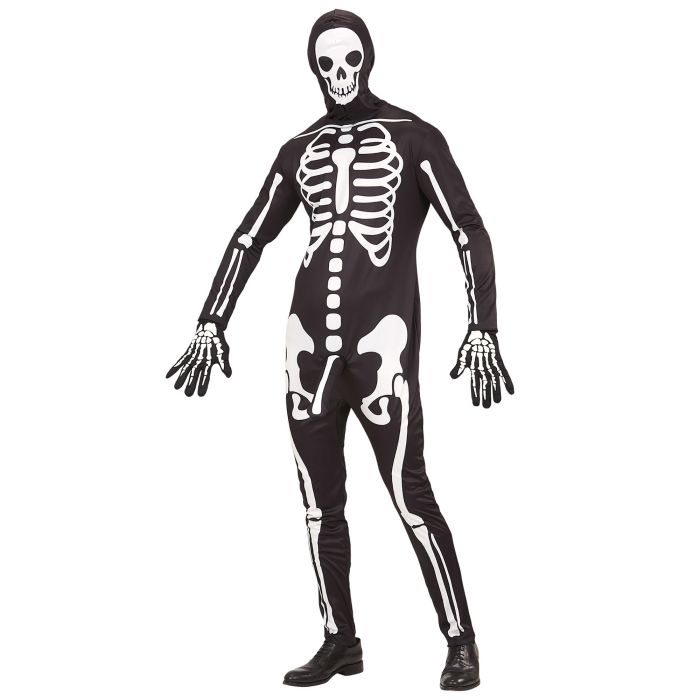 Sexy Skelettkostüm mit Latzhose und Maske