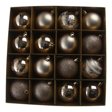 Christbaumkugeln mit Glitzer in mattem und glänzendem Gold 16x - 6 cm