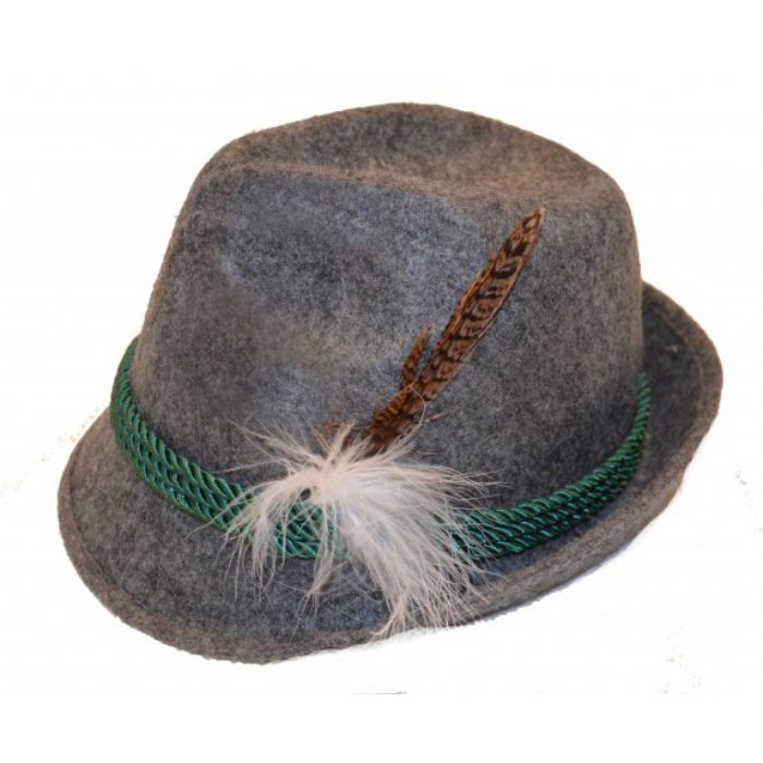 Tyrolerhut für Oktoberfest Bayern grau unisex one-size