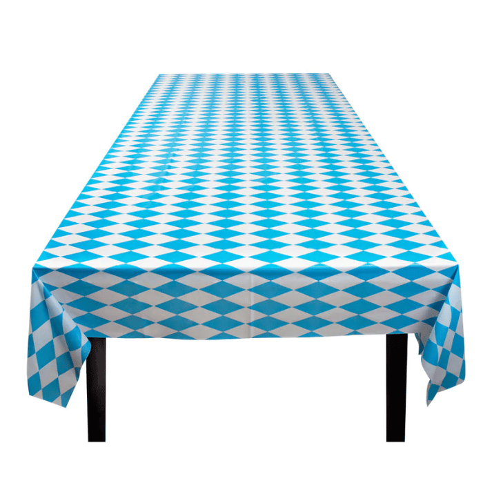Oktoberfest Plastik Tischdecke blau/weiß kariert - 130x180 cm