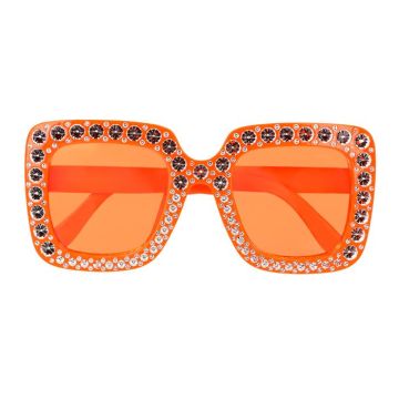 Orange Disco Brille mit Bling