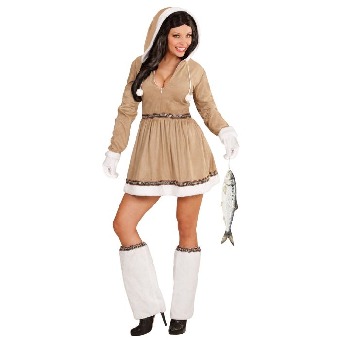 Eskimo Kostüm mit Beinwärmern und Handschuhen
