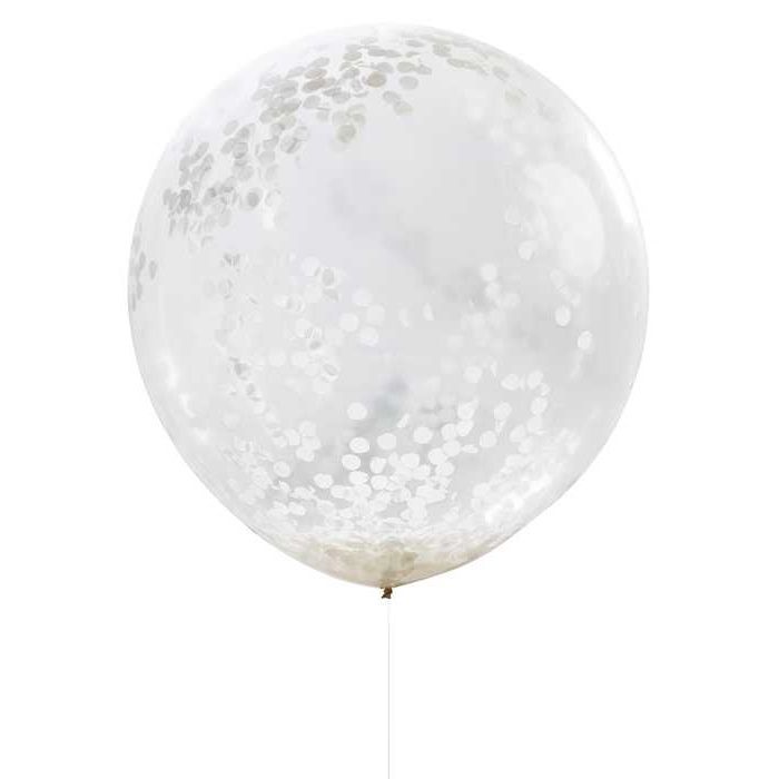 Ballon mit Weißem Konfetti - 90 cm