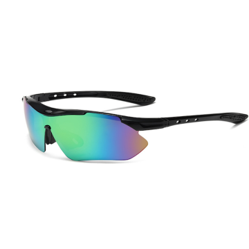 Laufbrille in Schwarz m. blauer Spiegelbeschichtung - Einheitsgröße
