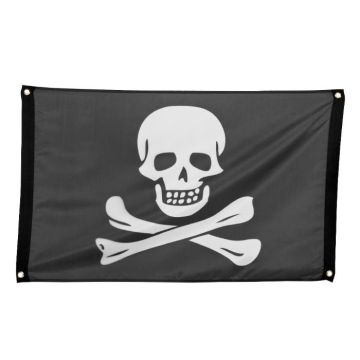 Schwarzes Piratenbanner mit Totenkopf - 90x60 cm