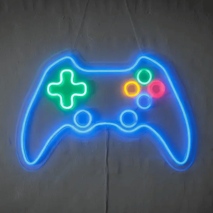 Gamer blauer Controller Neon LED Schild - 40x60 cm