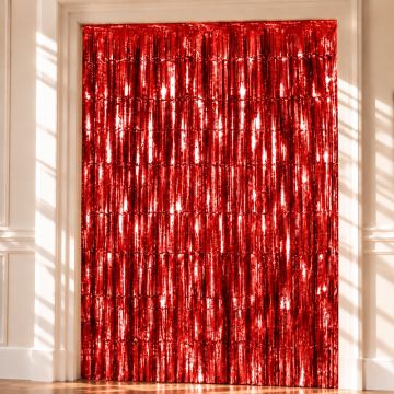 Roter Glimmervorhang - 100 x 240 cm