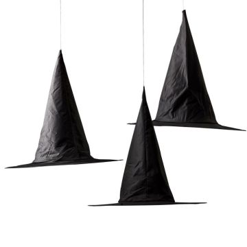 Schwarze hängende Hexenhut Dekoration 3x - 50 cm