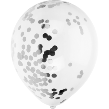 Ballon mit silbernem Konfetti 8x - 30 cm