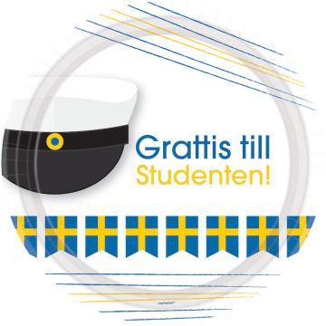 Grattis Till Studenten Pappteller 8x - 23 cm