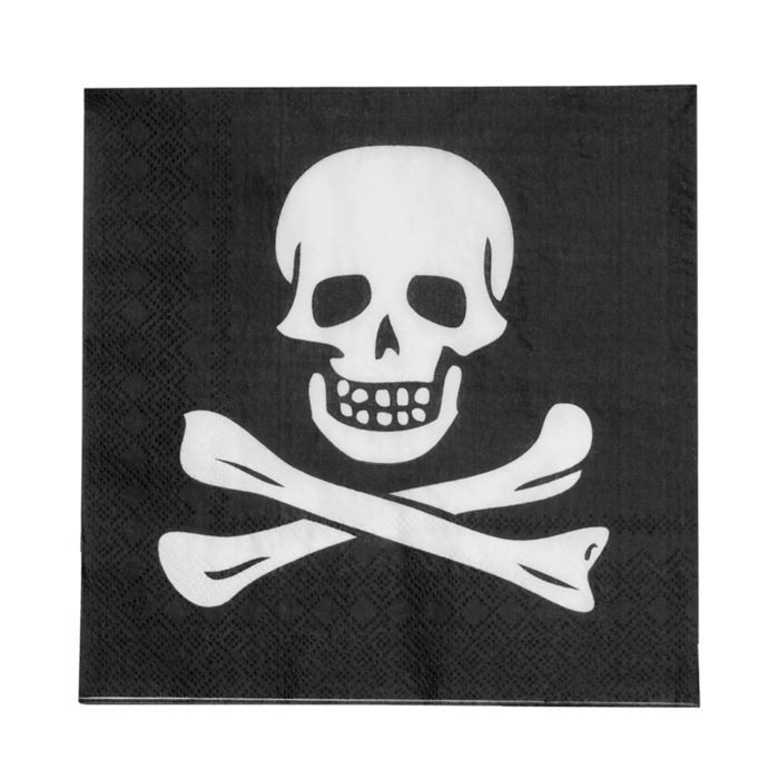 Pirat Servietten mit Totenschädel 20x - 33x33 cm