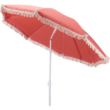 Sonnenschirm mit Fransen in Grapefruitfarbe Ø180x200cm