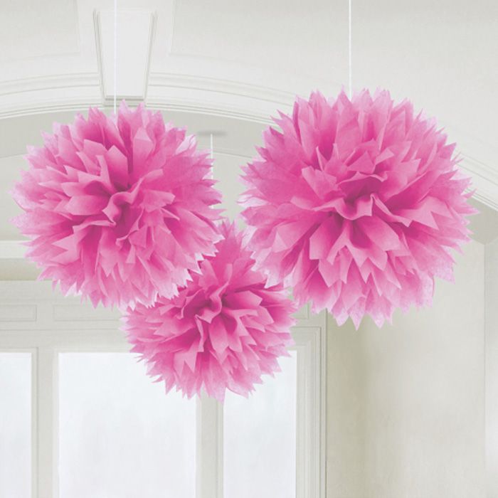 Pinke Pompons 3x - 40 cm