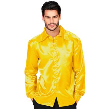 Satin Discoshirt in gelb für Herren