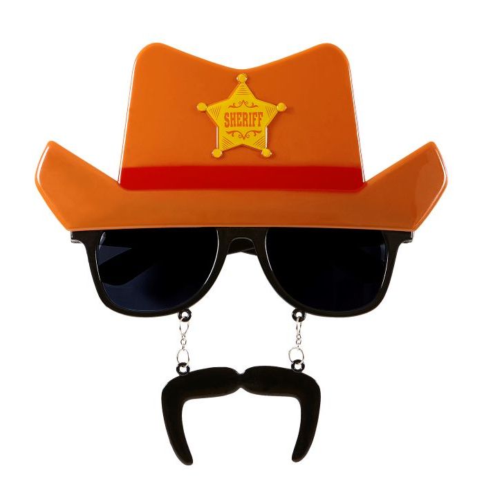Sonnenbrillen mit Sheriff Cowboyhut und Schnurrbart
