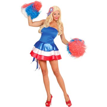 Französisches Cheerleader Kostüm in Blau, Weiß und Rot