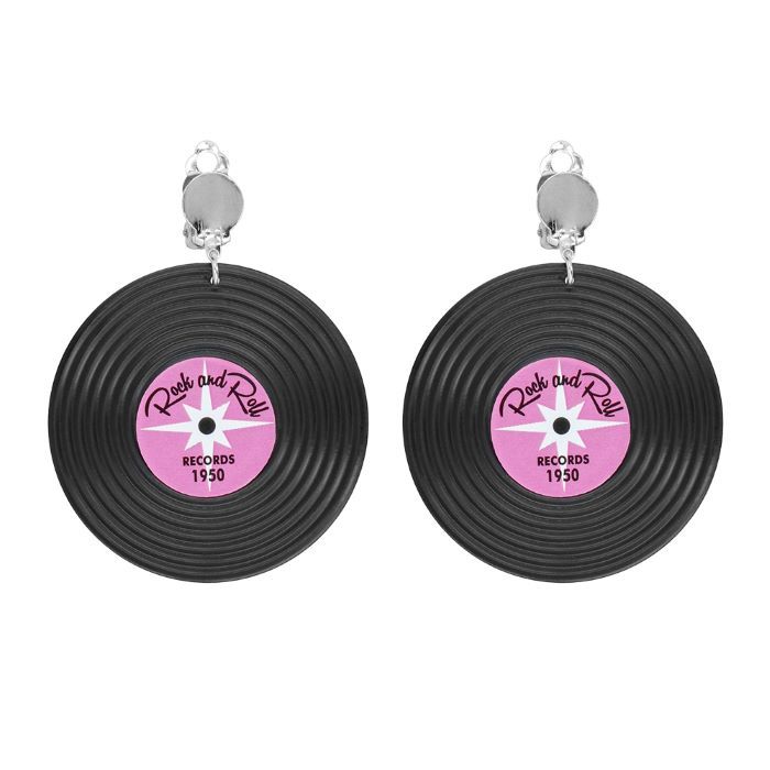 Rock n Roll Disco-Ohrringe mit LP-Platten