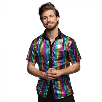 Disco Kurzarmshirt in Regenbogenfarbe