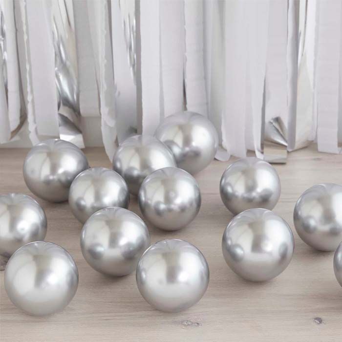 Silber Chrome Mini Ballons  40x - 12 cm