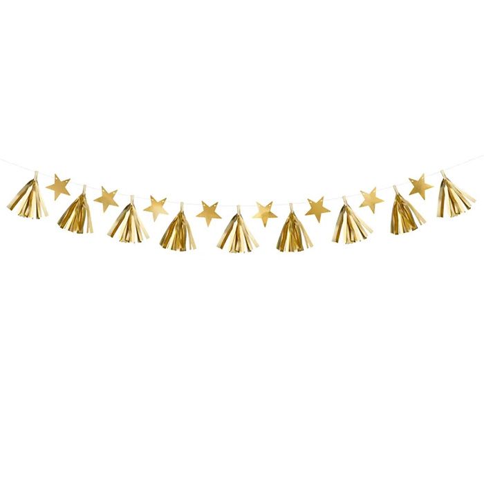 Goldene Girlande mit Sternen - 1,3 m