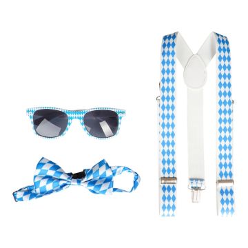 Oktoberfest Set mit Hosenträgern, Fliegen und Brille