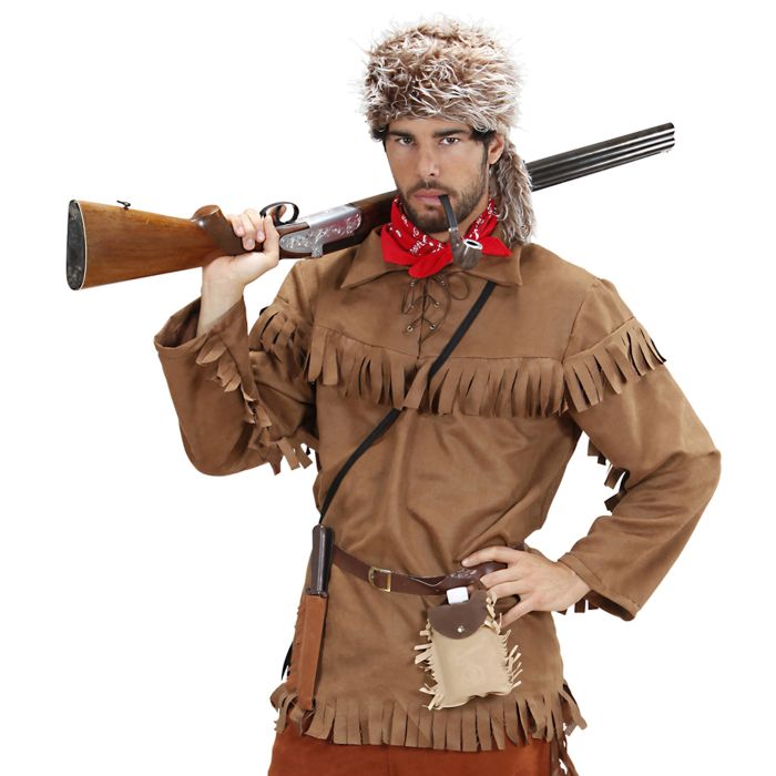 Trapperkostüm mit Fransenjacke und Pelzhut
