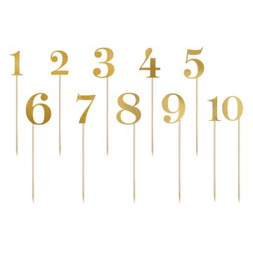 Goldzahlen auf Holzstäbchen 11x - 25,5 cm