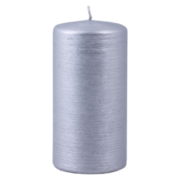 Stumpenkerze Silber 1x - 6x12 cm