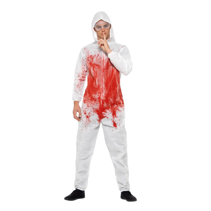 Weiße Ganzkörperanzug mit Blut Kostüm - 2 Teile