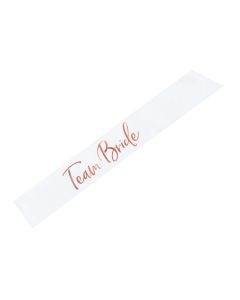 Weiße "Team Bride" Schärpe mit roségoldener Schrift - 75 cm