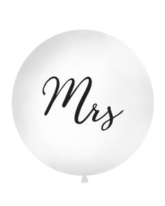 "Mrs" Ballon Weiß mit schwarzer Schrift - 1 Meter