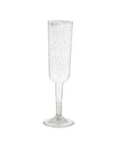 Champagnerglas Plastik Silber Glitzer - 4 Stk., 198 ml