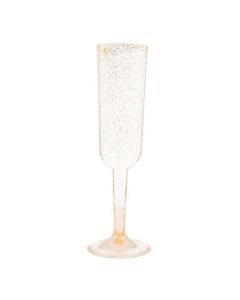 Champagnerglas Plastik Gold Glitzer - 4 Stk., 198 ml