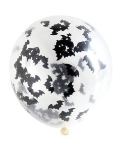 Ballon mit Fledermaus Konfetti 4x - 30 cm