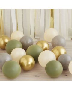 Goldene, graue, cremefarbene und olivfarbene Mini Ballons 40x - 12 cm