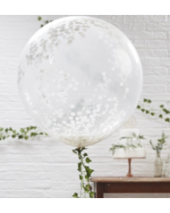 Luftballon mit weißem Konfetti - 90 cm