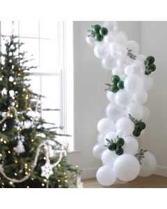 Weihnachten Ballonbogen Schneeweiß & Dunkelgrün