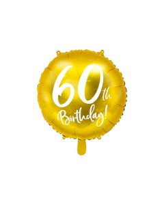 60th Birthday Geburtstagsballon gold - 45 cm