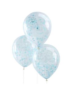Blaue Konfetti Ballon 5x - 30 cm