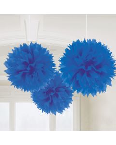 Pompons in Blau 3x - 40 cm